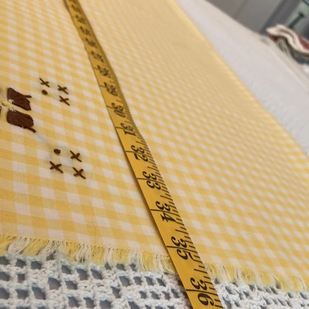 Vintage Hand Made Gingham Check TableCover.Hand Embroidery Cross Stitch. 34X34
